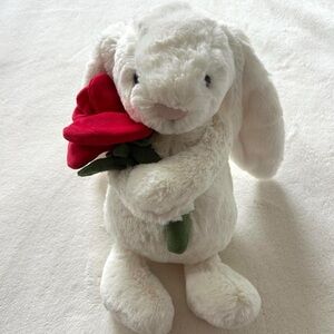 Cream Bunny With Rose - Authentic - Brand New